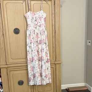 Floral Maxi Dress - Pink and White